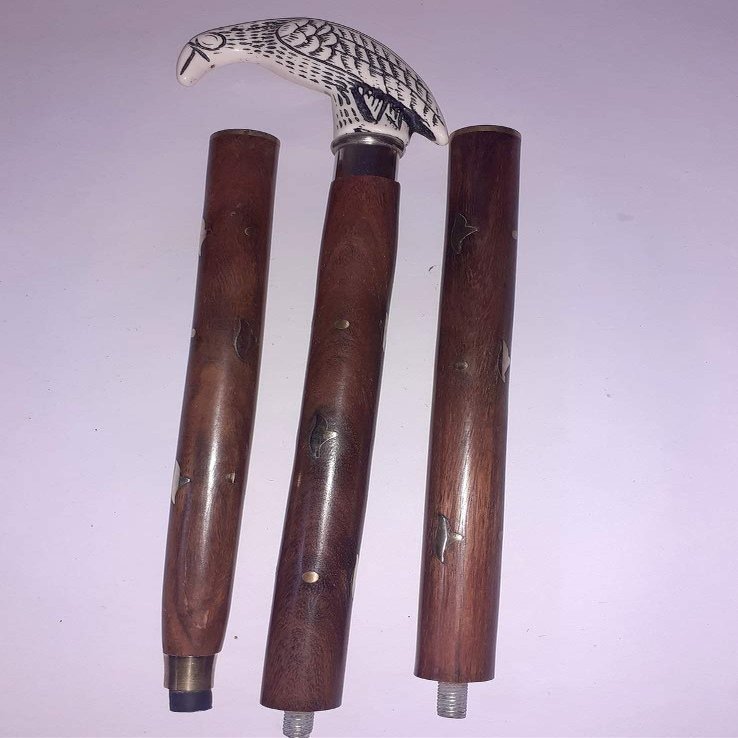Ganga Nautical Brown Black & White 36 to 37" inch Victorian Sitting Crow Long Steampunk Walking Stick Cane Handle Wooden Walking Cane