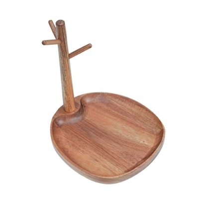 YXCKG Key Tray Organizer for Entryway, Tray Organiser Office, Rustic Wood Organizer Stand with Tree Shape, Decorative Organizer Gift Necklace Earring Rings Holder Storage Tray (Color : Light)