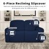 Easy-Going 100% Dual Waterproof Recliner Loveseat Cover, 6-Pieces Stretch Relining Sofa Cover with Pocket, Jacquard 2 Seat Sofa Slipcover Leakproof Washable (Loveseat, Navy) view 4
