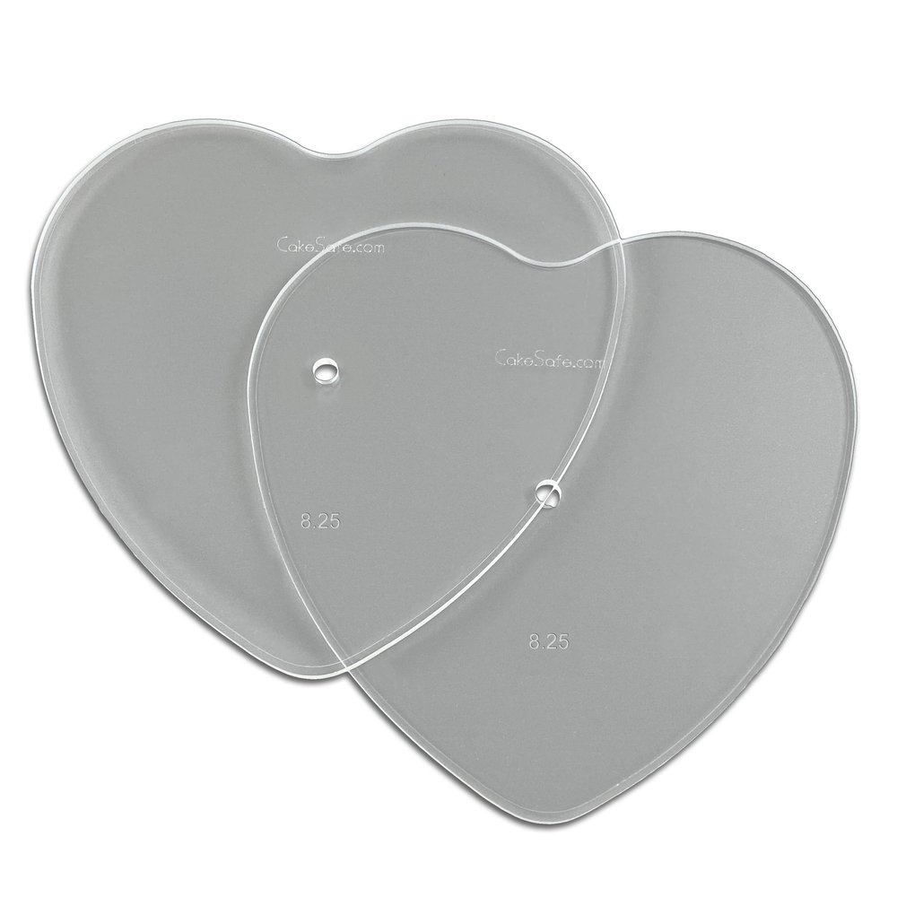 CAKESAFE 2-8.25 Heart Shaped Clear Acrylic Disks Perfect Icing Tool to Smooth the Buttercream on Your Cakes