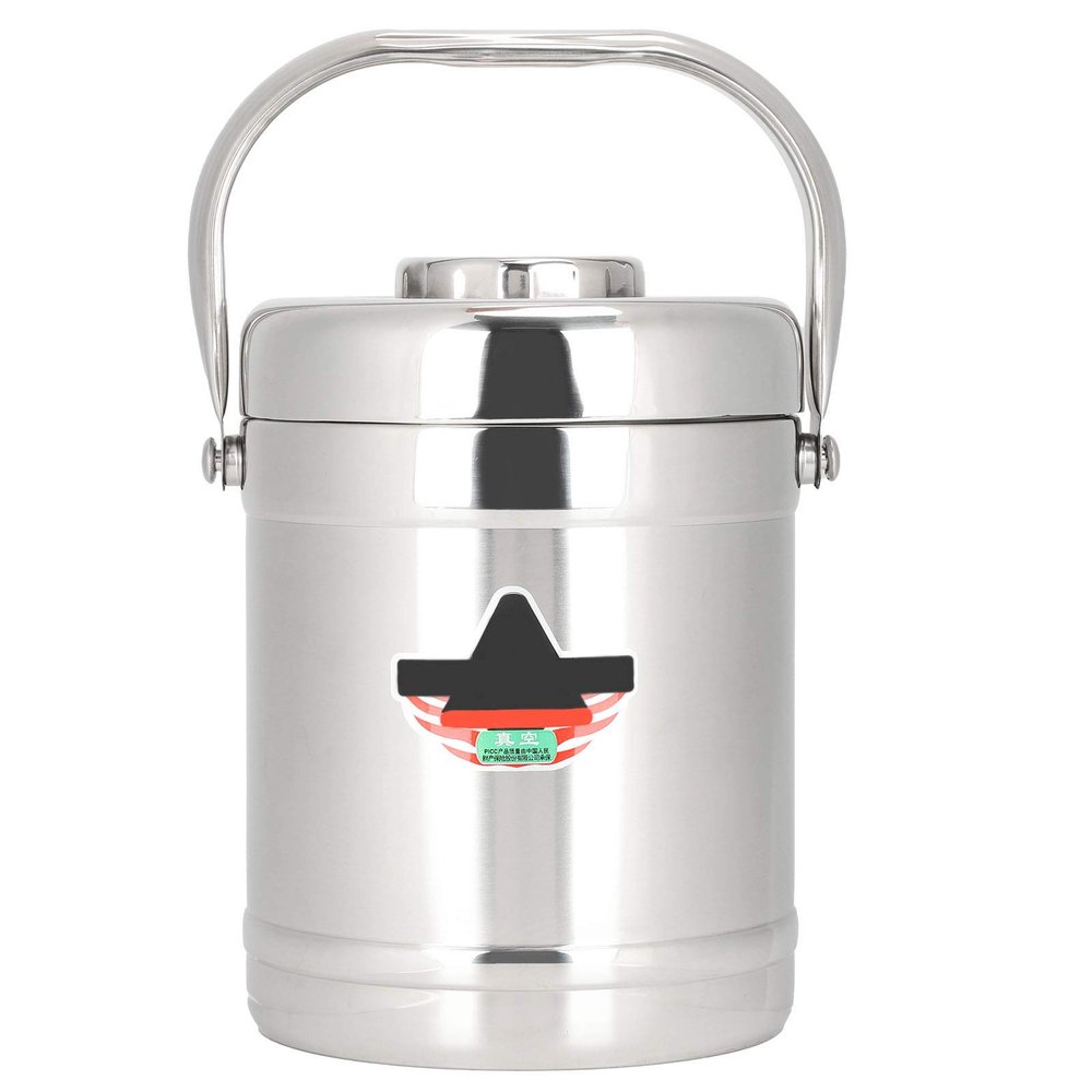 Yosoo 1.8l Vacuum Lunch Box, Straight Shape Double Wall Vacuum Insulated Lunch Box, Three-Layer Design,Storing Staple Food, Dishes, Soup, Stainless Steel Hot Food Container