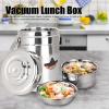 Yosoo 1.8l Vacuum Lunch Box, Straight Shape Double Wall Vacuum Insulated Lunch Box, Three-Layer Design,Storing Staple Food, Dishes, Soup, Stainless Steel Hot Food Container view 2