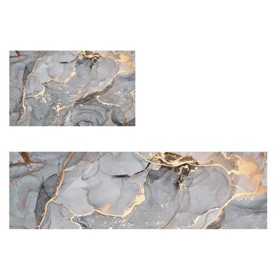 Anti Fatigue Kitchen Mat,Cushioned Comfort Kitchen Floor Mat,Ergonomic Oil Proof Waterproof Runner Mat for Sink Laundry-E 45x75+45x180cm(1830+1871inch)