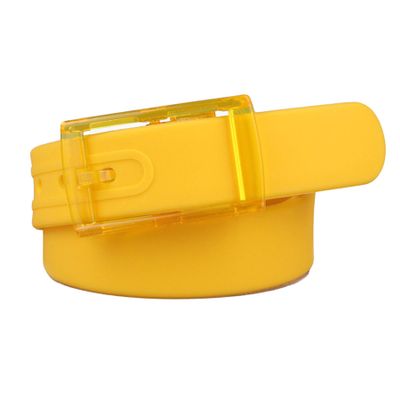 Andongnywell Unisex Silicone Belts Men's and Women's Universal Belt Plastic Buckle Candy Color Waist Strap (Yellow,One Size)