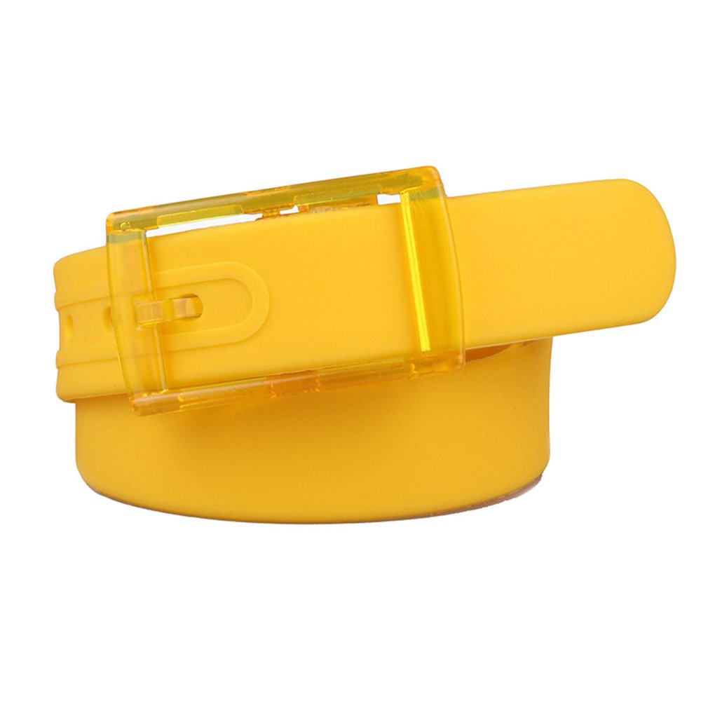 Andongnywell Unisex Silicone Belts Men's and Women's Universal Belt Plastic Buckle Candy Color Waist Strap (Yellow,One Size)