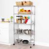 Seville Classics 5-Tier Wire Shelving with Wheels, 5-Tier, 30"" W x 14"" D (NEW MODEL), Chrome Plating, Plated Steel view 2