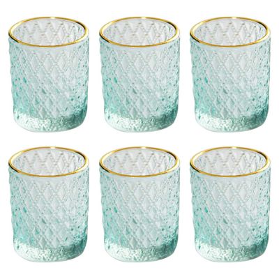 6pcs Embossed Glass Candle Holder Candle Cup Decorative Holder Stick for Decor Use Household Glass Decorative Stand Stand