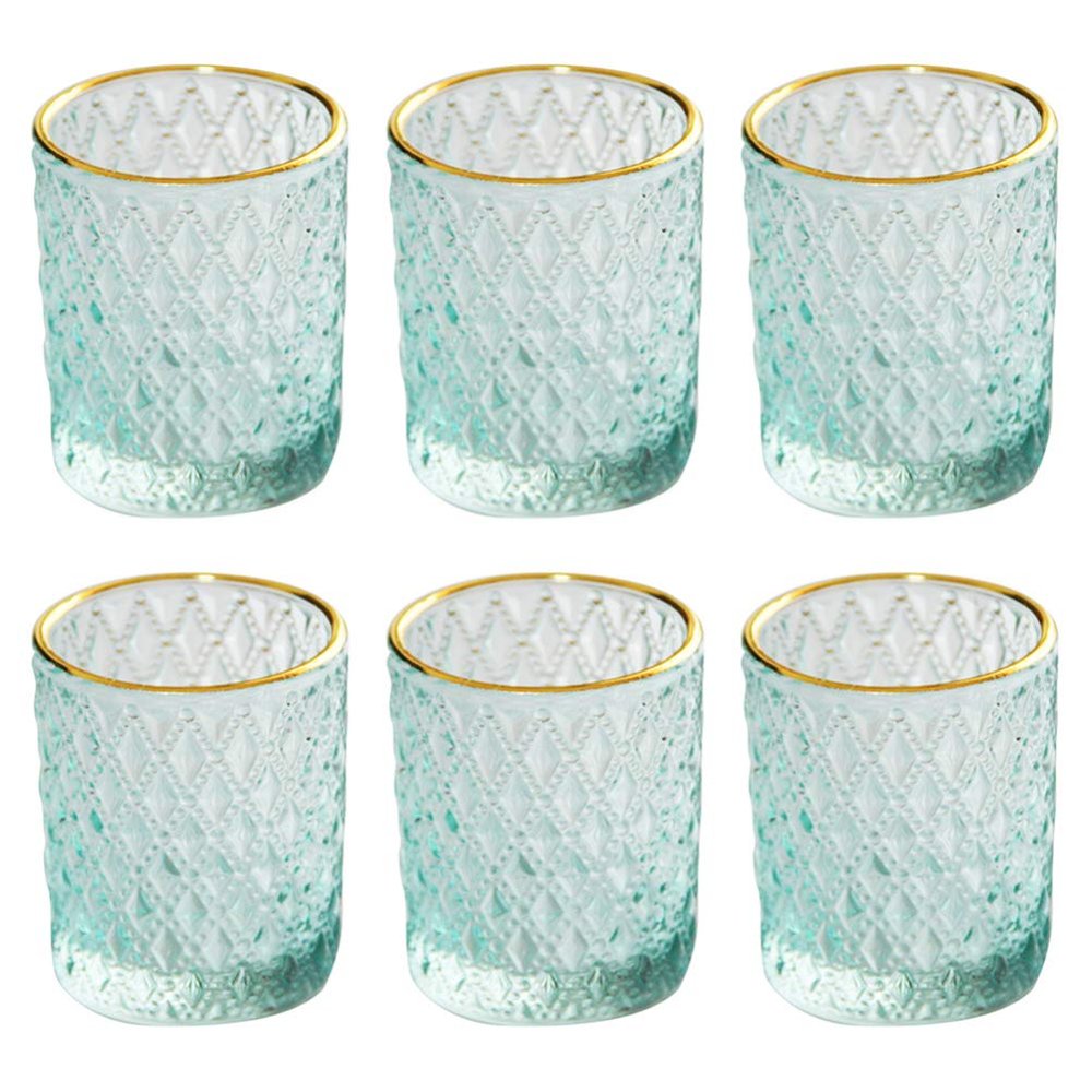 6pcs Embossed Glass Candle Holder Candle Cup Decorative Holder Stick for Decor Use Household Glass Decorative Stand Stand