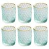 6pcs Embossed Glass Candle Holder Candle Cup Decorative Holder Stick for Decor Use Household Glass Decorative Stand Stand view 1