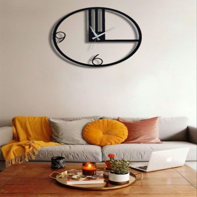Black Chic Metal Large Wall Clock, Silent Oversize Clock, Unique Art Home Decor Metal Wall Art Horloge Murale Housewarming Gift Bird Themed (Only Clock, 19.6 Inches)