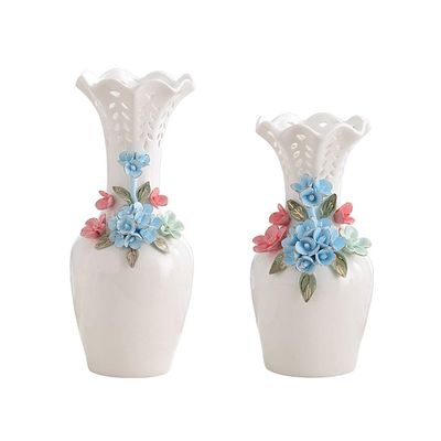 Flower Arrangement Three-Dimensional Decorative Vase, White Ceramic Vase Bookcase Wine Cabinet Decorative Vase Multifunction Table Floristry Vase Rose vases (Size : 2)