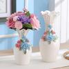 Flower Arrangement Three-Dimensional Decorative Vase, White Ceramic Vase Bookcase Wine Cabinet Decorative Vase Multifunction Table Floristry Vase Rose vases (Size : 2) view 4