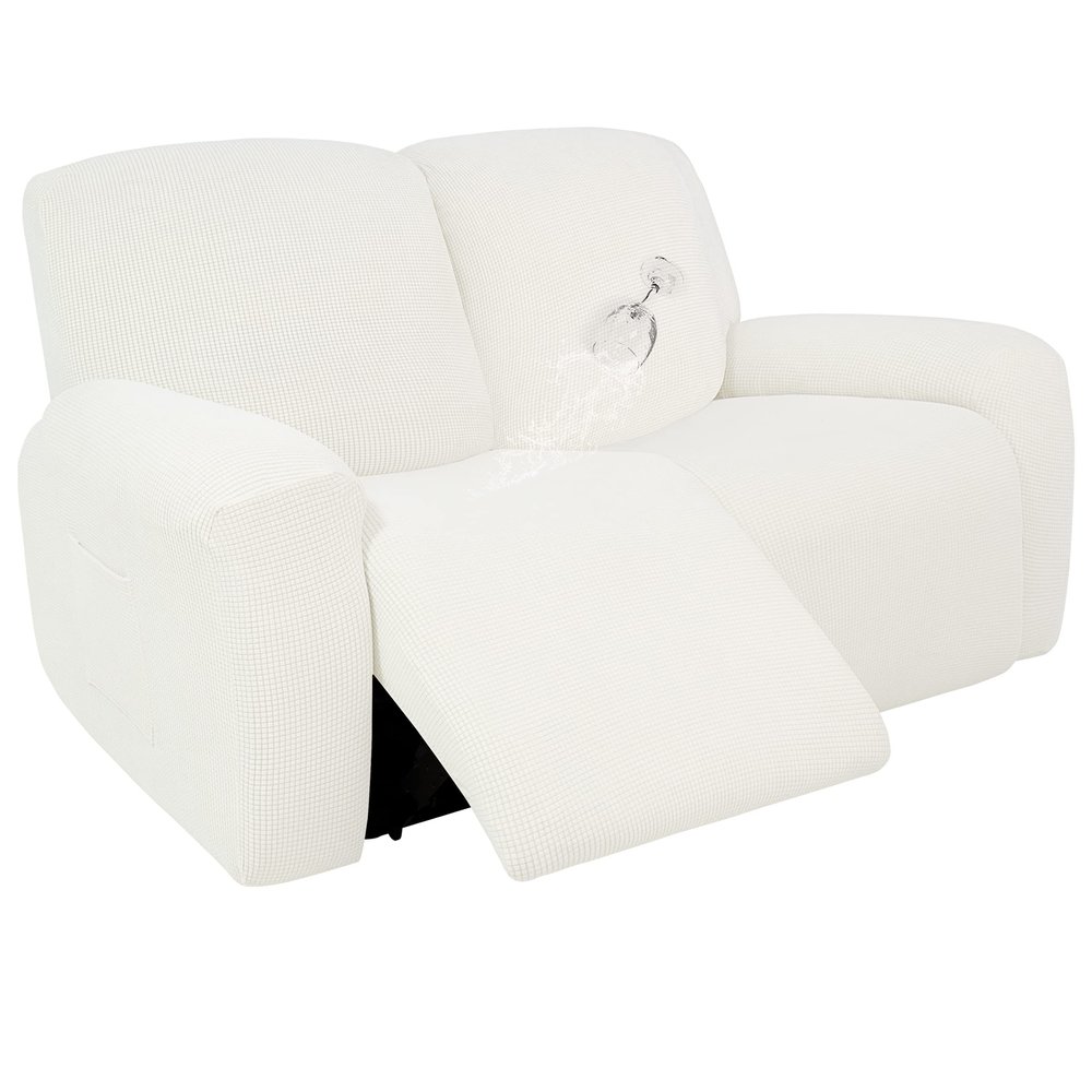 Easy-Going 100% Dual Waterproof Recliner Loveseat Cover, 6-Pieces Stretch Relining Sofa Cover with Pocket, Jacquard 2 Seat Sofa Slipcover Leakproof Washable (Loveseat, Cream)
