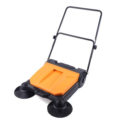 CNCEST 26" Foldable Push Sweeper,Walk Behind Floor Sweeper Hand Push Sweeping 7 Level Adjustment Roller Brush 10 Gallon Waste Container,39000 Square Feet Per Hour (26)