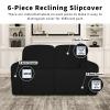Easy-Going 100% Dual Waterproof Recliner Loveseat Cover, 6-Pieces Stretch Relining Sofa Cover with Pocket, Jacquard 2 Seat Sofa Slipcover Leakproof Washable (Loveseat, Black) view 4