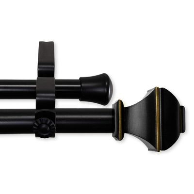 125" Jet Black Solid Contemporary Double Curtain Rod