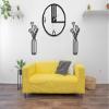 Black Chic Metal Large Wall Clock, Silent Oversize Clock, Unique Art Home Decor Metal Wall Art Horloge Murale Housewarming Gift Bird Themed (Clock +Flowers Set of 2, 19.6 Inches) view 1