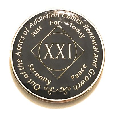 21 Year NA Black & Gold Medallion -Chip, Coin, Token