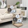 Couch Pillow Cover Throw Pillowcase Decorative European Floral Appliqud Embroidery Cotton Satin 18X18" 1PC French County Black/White/Brown Blooming Flower Fall Farm House Festive Decor Garden Florist view 3