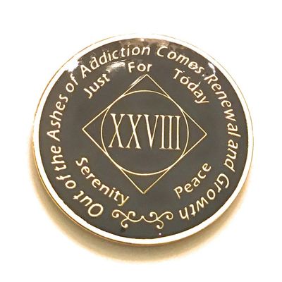 28 Year NA Black & Gold Medallion -Chip, Coin, Token