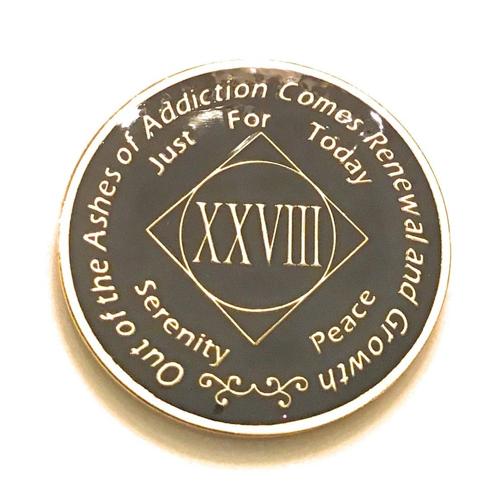 28 Year NA Black & Gold Medallion -Chip, Coin, Token