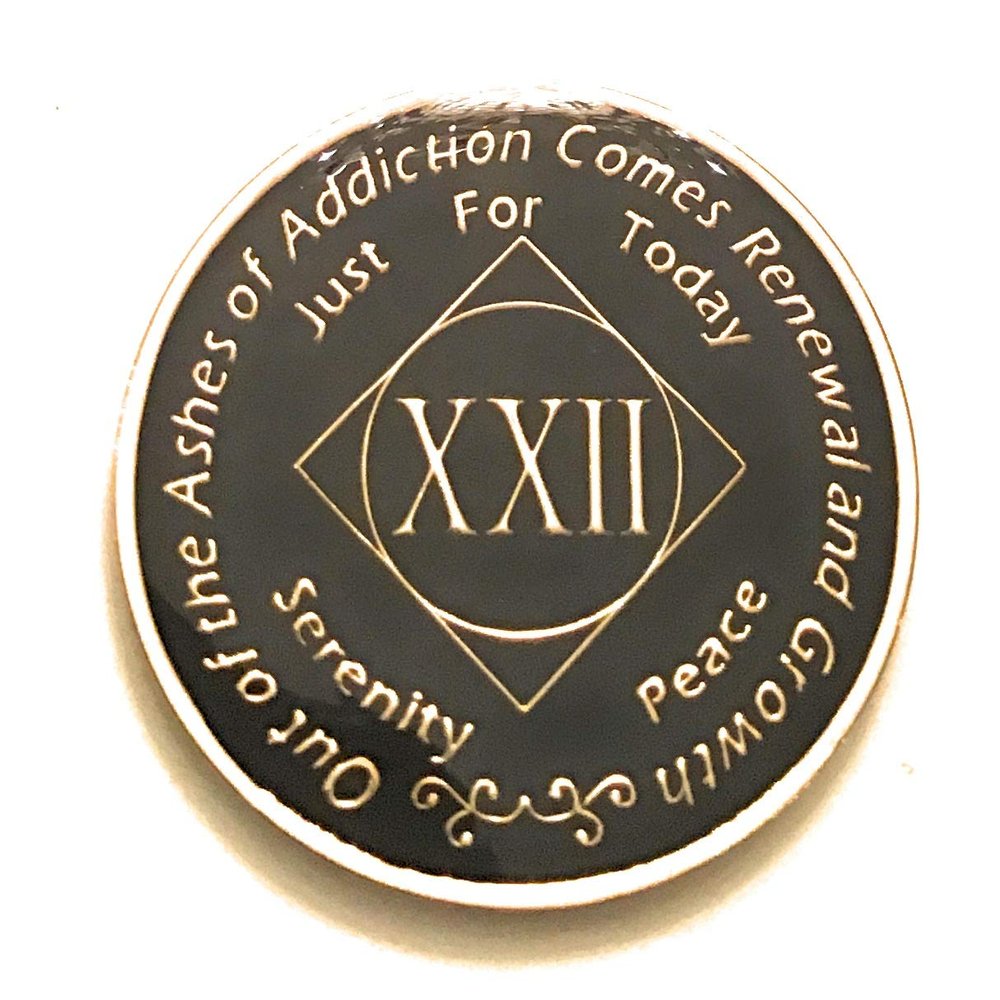 22 Year NA Black & Gold Medallion -Chip, Coin, Token