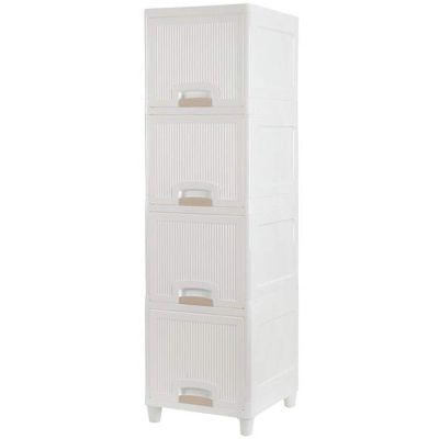 Cmbsya Storage Drawers Organizer for Clothes Toys Dresser Storage Tower Plastic Organizer Unit Freestanding for Bedroom Closet Entryway Hallway Nursery Room (4-Drawers), White