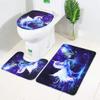 Bath Rugs Bathroom Accessory Sets Lion Tiger Wolf Printing Shower Curtain mat Four Sets of Bathroom Toilet Anti-Skid Absorbent Carpet Foreign Trade Four-Piece (Unicorn) view 2