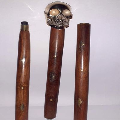 Ganga Nautical Skull Handle Made of Solid Brass Walking Cane for Wedding Ceremony Designer Brass Skull Head Handle