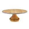 47th & Main Round Beaded Pedestal Cake Stand, Extra Large, Wood view 1