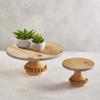 47th & Main Round Beaded Pedestal Cake Stand, Extra Large, Wood view 2