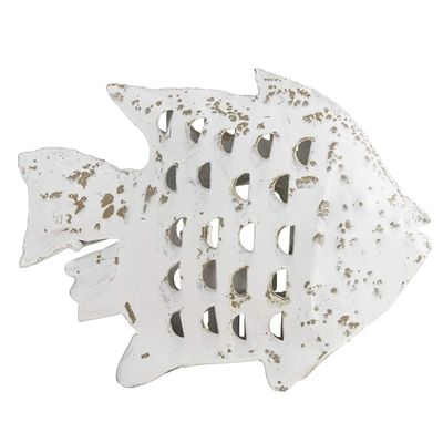 47th & Main Coastal Tabletop Dcor, 2.4" Tall, Whitewashed Fish