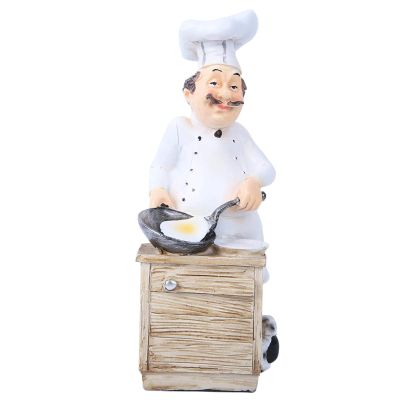 3D Resin Chef Figurines, Cute Funny Italian Chef Statues Sculpture Restaurant Table Figurine Decorative Chef for Home Restaurant Cafe Kitchen Decor(Cooking Chef)