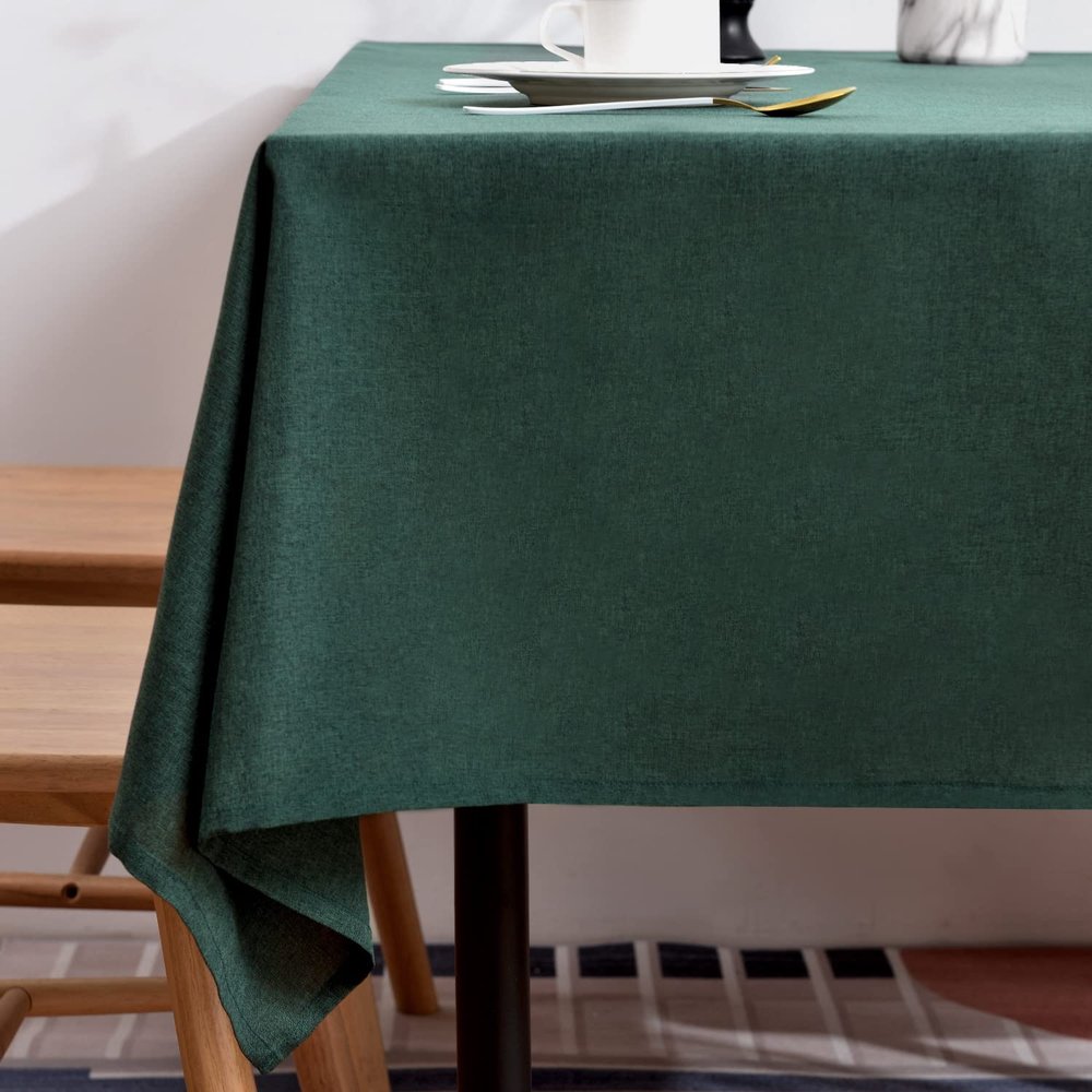 BALCONY & FALCON Rectangle Table Cloth Waterproof, Wrinkle-Resistant & Dust-Proof Farmhouse Tablecloth for Dining, Kitchen, Party Decorations, Christmas (Hunter Green, 55" x 71")
