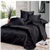 7PCS Premium Satin Duvet Cover Set-1Duvet Cover,1Fitted Sheet 15'',1Flat Sheet,2Pillowshams,2Pillowcases 600 TC Soft Satin Bedding Set Solid Colors Pattern Cal-King/Black Duvet Cover Set view 1