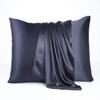 7PCS Premium Satin Duvet Cover Set-1Duvet Cover,1Fitted Sheet 15'',1Flat Sheet,2Pillowshams,2Pillowcases 600 TC Soft Satin Bedding Set Solid Colors Pattern Cal-King/Black Duvet Cover Set view 4