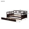 Flieks Full Size Wooden Daybed with Twin Size Trundle and 10 Wooden Slats Support, No Box Spring Required (Espresso) view 2
