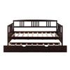 Flieks Full Size Wooden Daybed with Twin Size Trundle and 10 Wooden Slats Support, No Box Spring Required (Espresso) view 4
