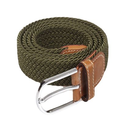 Andongnywell Stretch Belts for Men Women Elastic Braided Canvas Woven Casual Belt Waist Band Waist Strap Waist Cinch (Green,One Size)