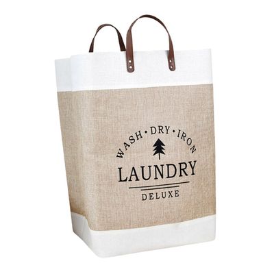Cabilock 1pc Storage Basket Laundry Basket Dirty Clothes Container Linen Bag Laundry Bag Woven Rattan Clothing Decorative Storage Bins Laundry Pu Handle Khaki