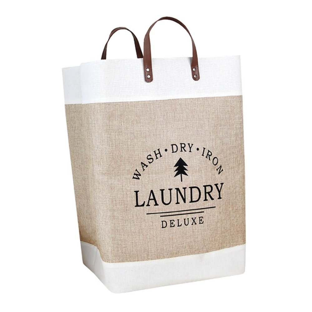 Cabilock 1pc Storage Basket Laundry Basket Dirty Clothes Container Linen Bag Laundry Bag Woven Rattan Clothing Decorative Storage Bins Laundry Pu Handle Khaki