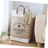 Cabilock 1pc Storage Basket Laundry Basket Dirty Clothes Container Linen Bag Laundry Bag Woven Rattan Clothing Decorative Storage Bins Laundry Pu Handle Khaki view 4