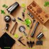 26-Piece Bartender Kit Cocktail Shaker Set | Stainless Steel Bar Set with Bamboo Stand Bar Tools Cocktail Kit for Christmas Drink Mixing,Home Bar Party Gift Bartending Kit Black view 2