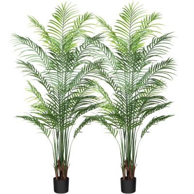 Artificial Areca Palm Plant 6Ft Fake Tropical Palm Tree, Perfect Faux Dypsis Lutescens Plants in Pot for Indoor Outdoor House Home Office Garden Modern Decoration Housewarming Gift,2Pcs