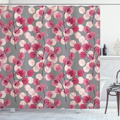 Ambesonne Nature Shower Curtain, Soft Colored Bay Leaf Watercolor Branches Growth Essence Image Print, Cloth Fabric Bathroom Decor Set with Hooks, 69" W x 75" L, Pale Reseda