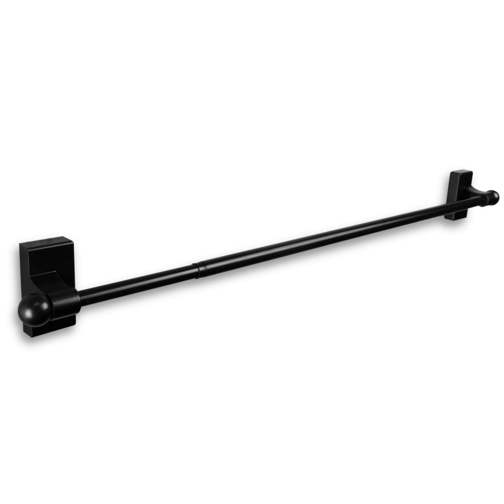 16" Black Contemporary Magnetic Single Curtain Rod