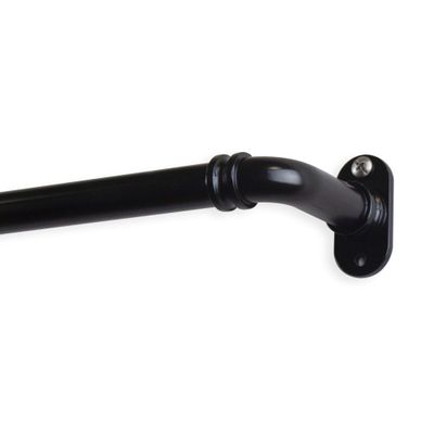 48-Inch Black Pipe Blackout Curtain Rod With Round Ends
