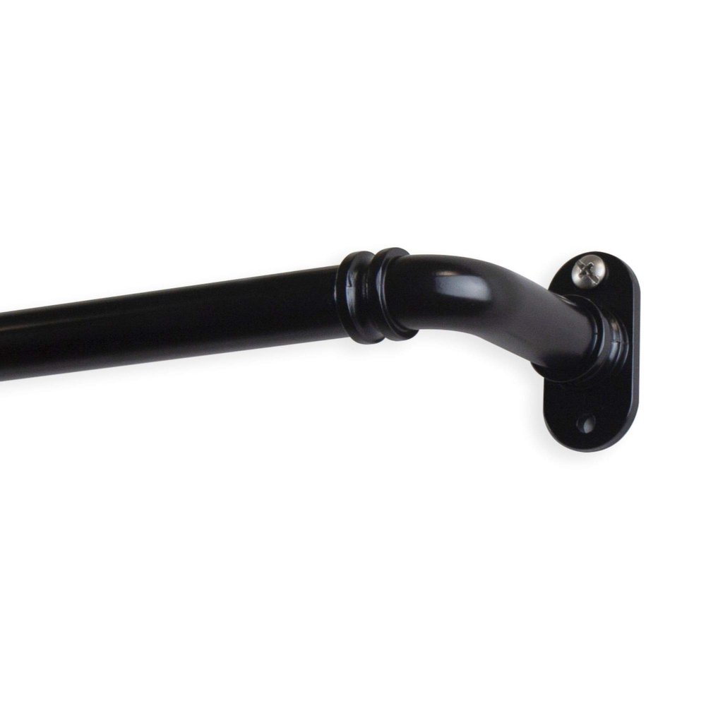 48-Inch Black Pipe Blackout Curtain Rod With Round Ends