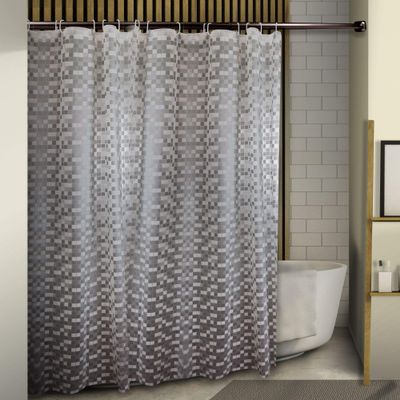71" White and Gray Contemporary Digital Cube Shower Curtain