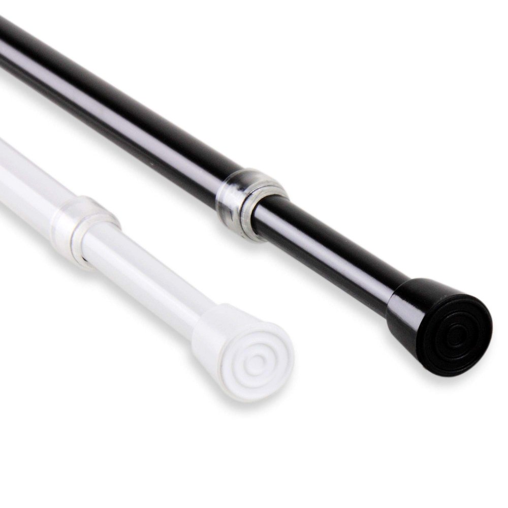 28" White Contemporary Round Spring Tension Curtain Rod